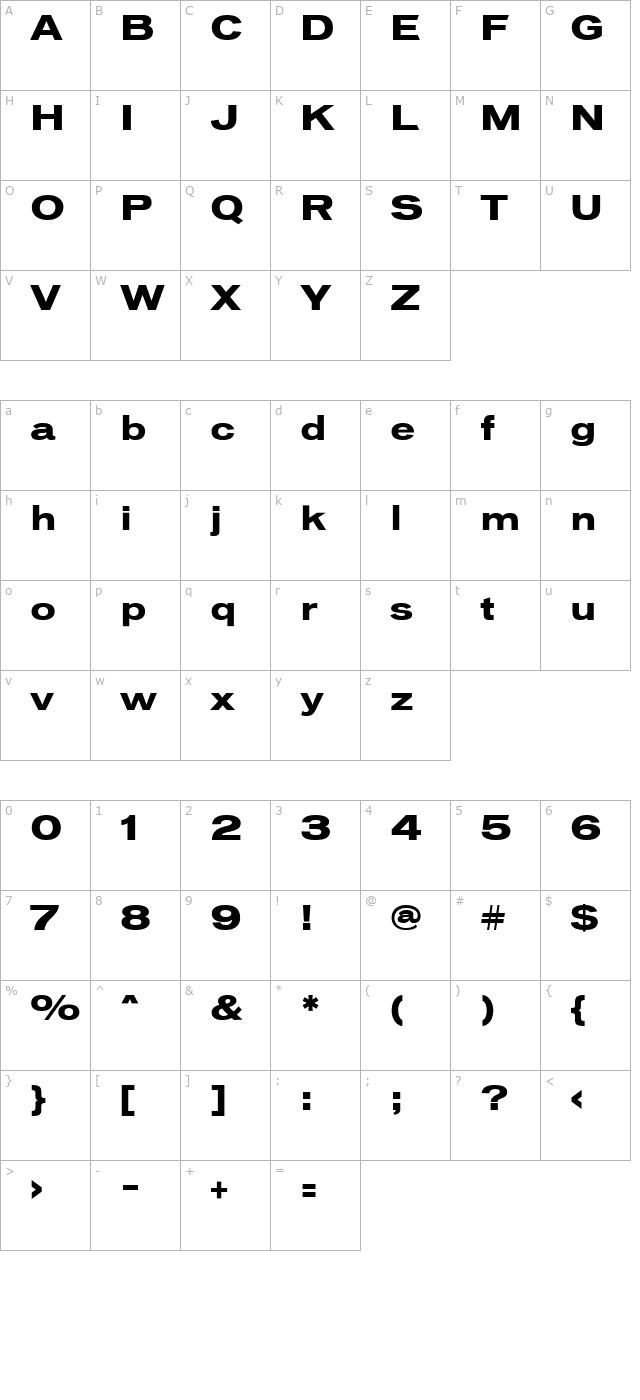 vonnes-boldextended character map