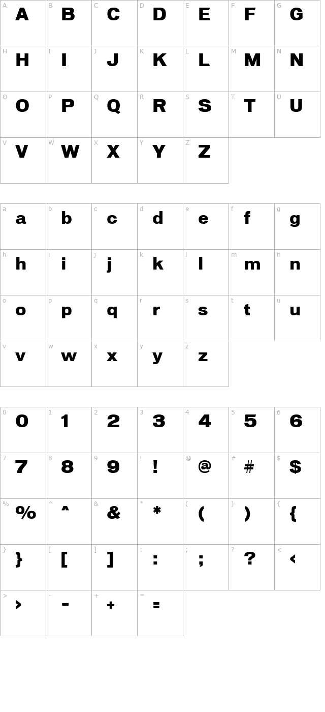 Vonnes-Exbold character map