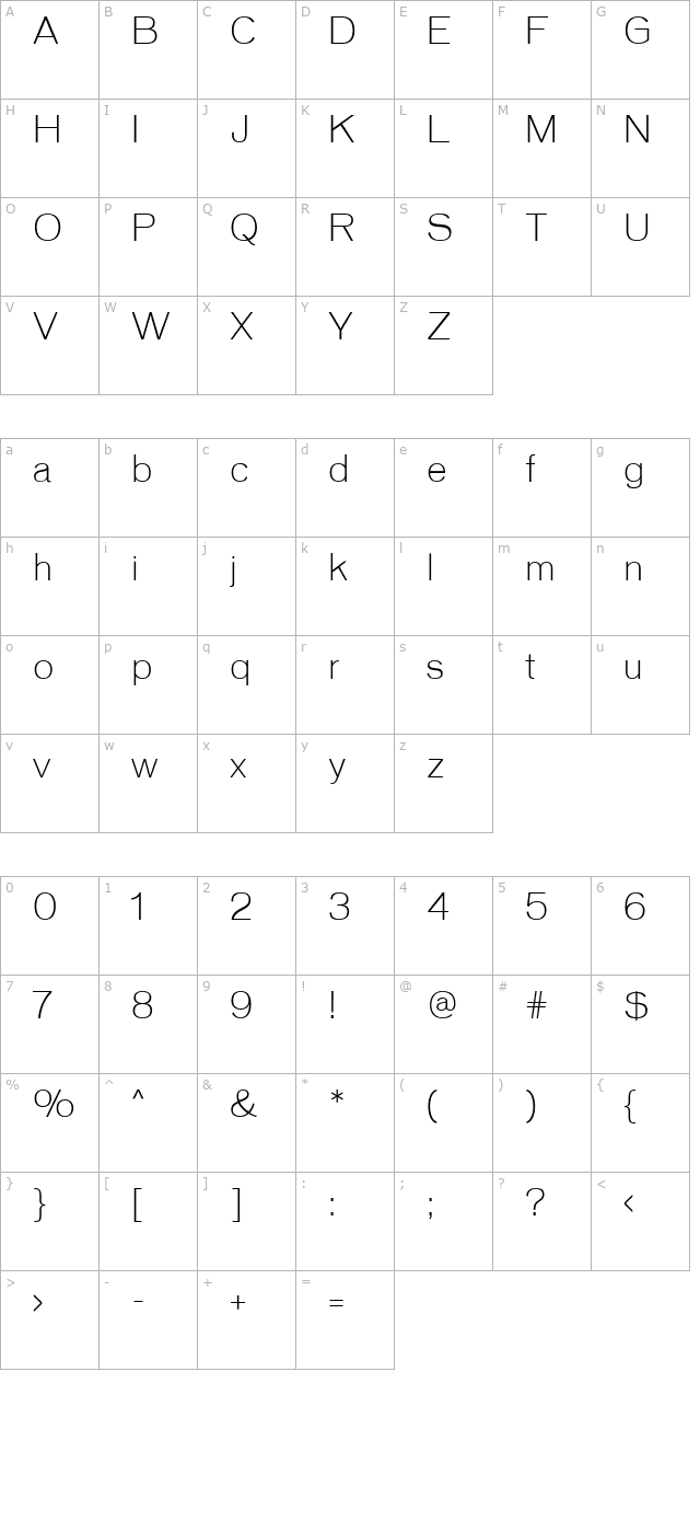 Vonnes-Light character map