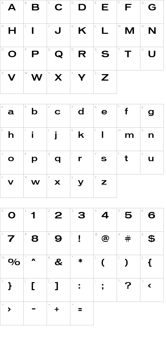 vonnes-mediumextended character map