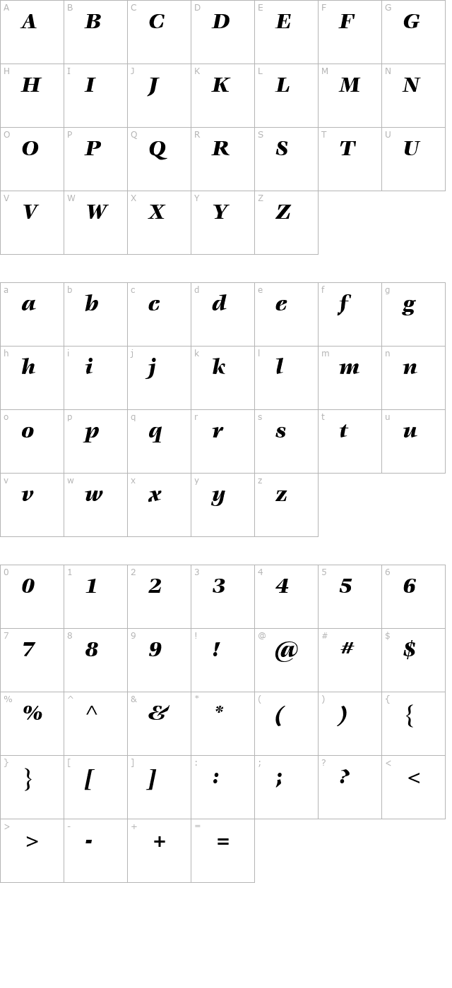 Vorace Black SSi Black Italic character map