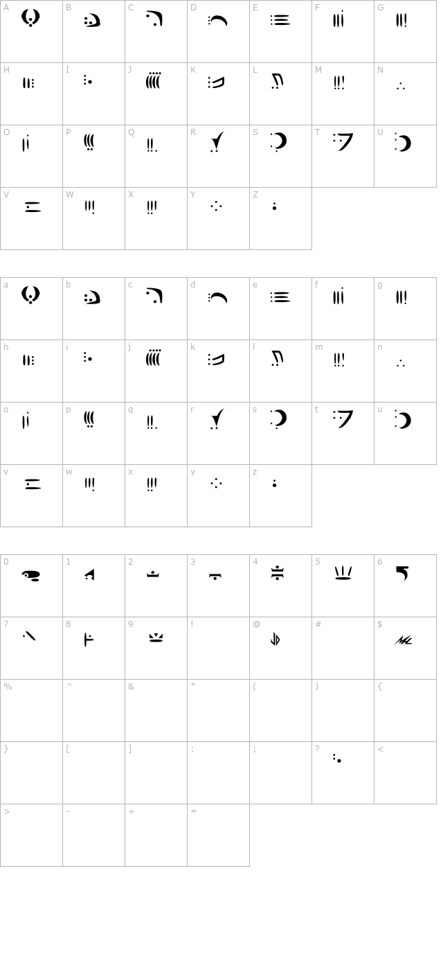 Vorlon character map