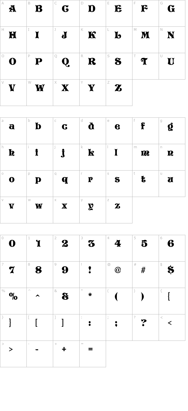 vostrey character map