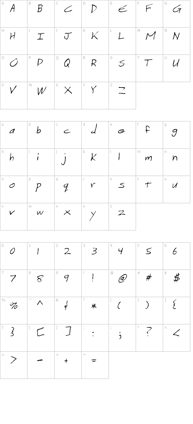 vranish-regular character map