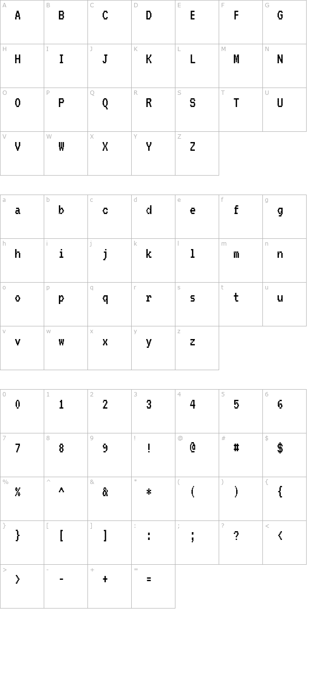 VT323 character map