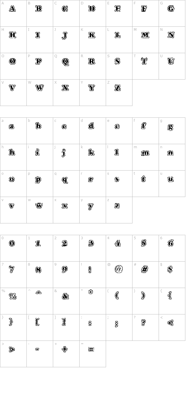 vtc-fuzzypunkyslippers-regular character map