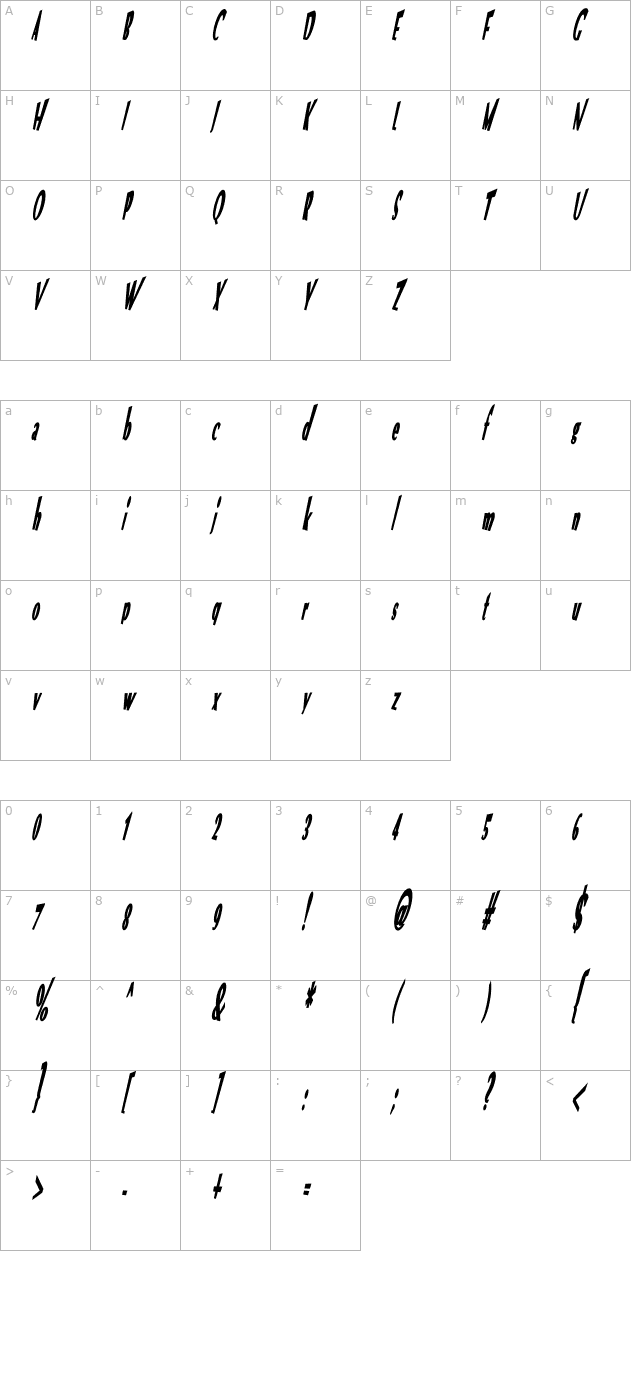 vtc-optika-bold-italic character map