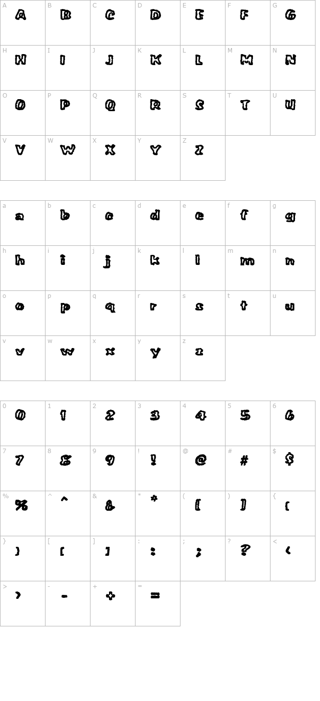 VTC PunkettePumps Regular character map