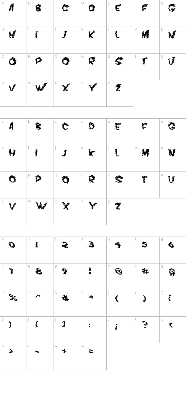 VTC ScreamItLoudSliced Regular character map