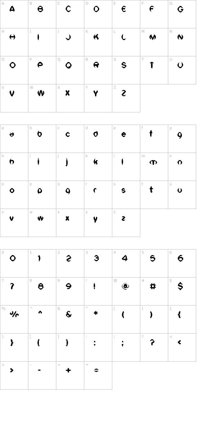 VTC SikleCell Regular character map