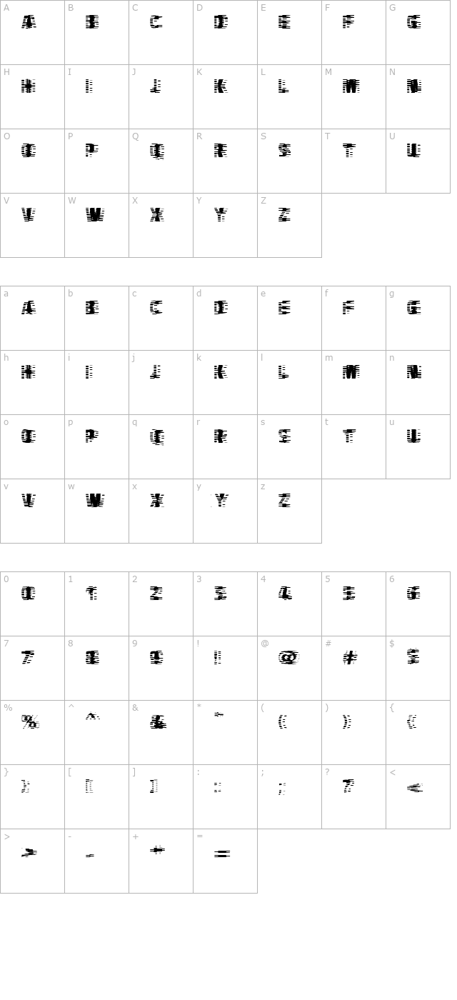 VTCBadHangover Regular character map