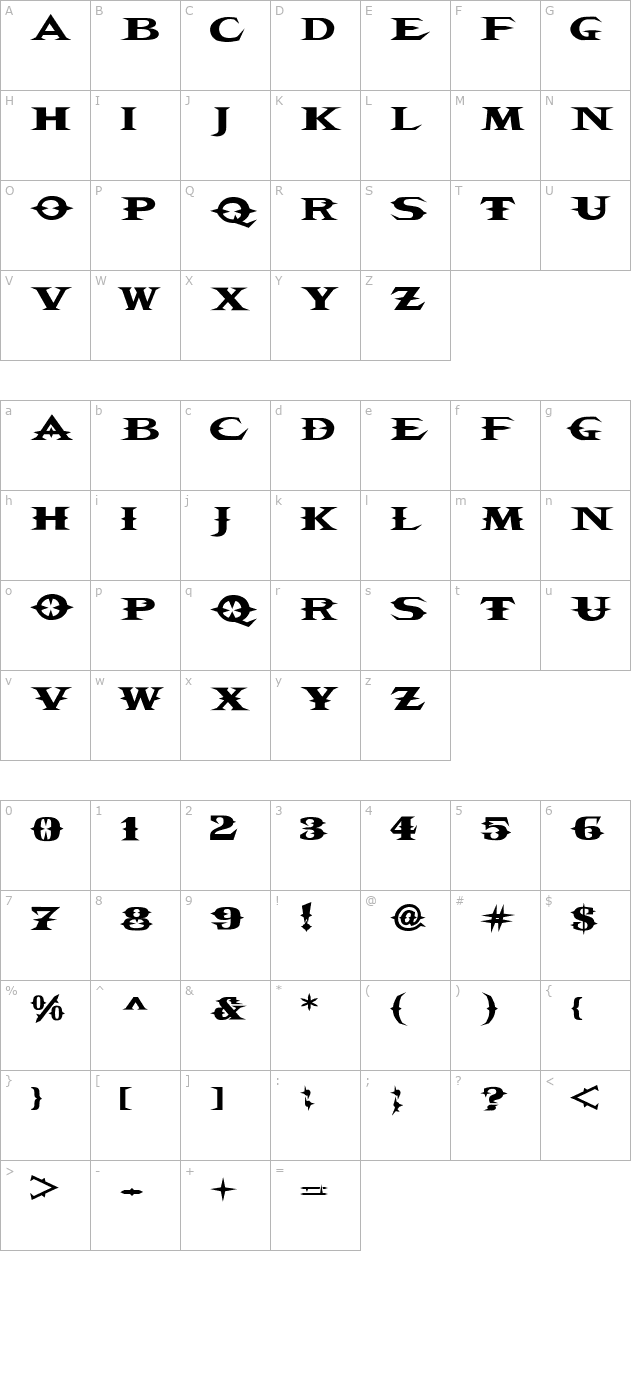 VTCBelialsBlade Regular character map