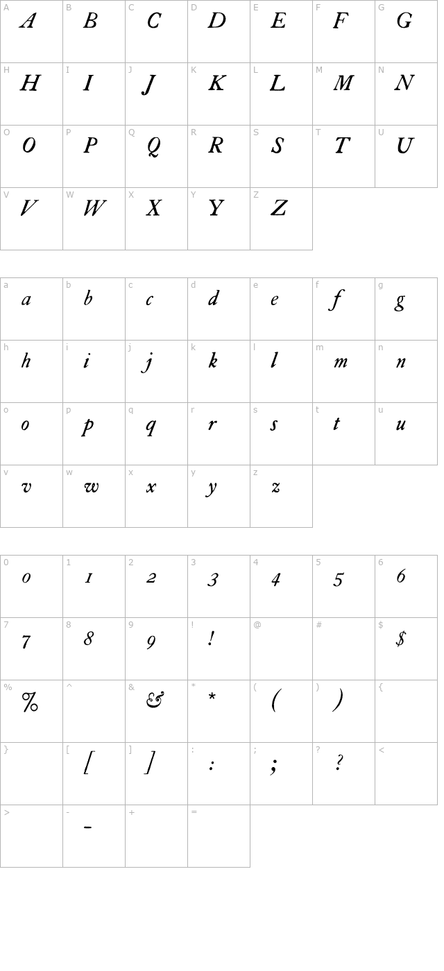 vtcualacaslon-italic character map