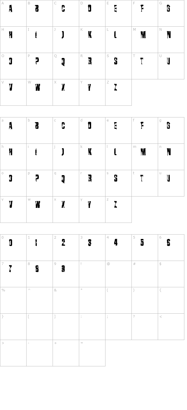 VTKS Rasurada character map