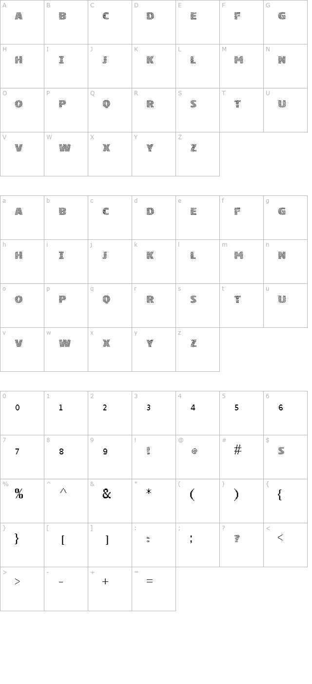 VTKS Squares character map