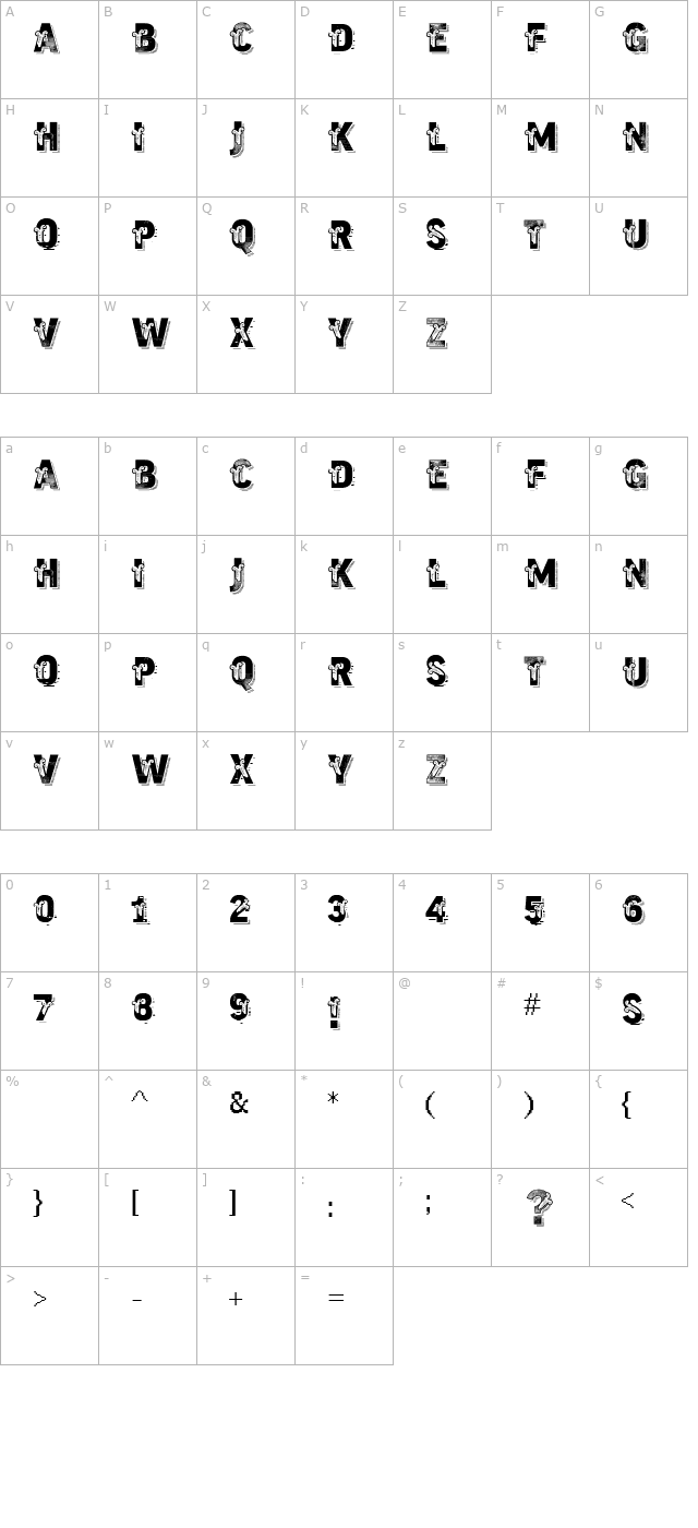 VTKS Trutagem character map