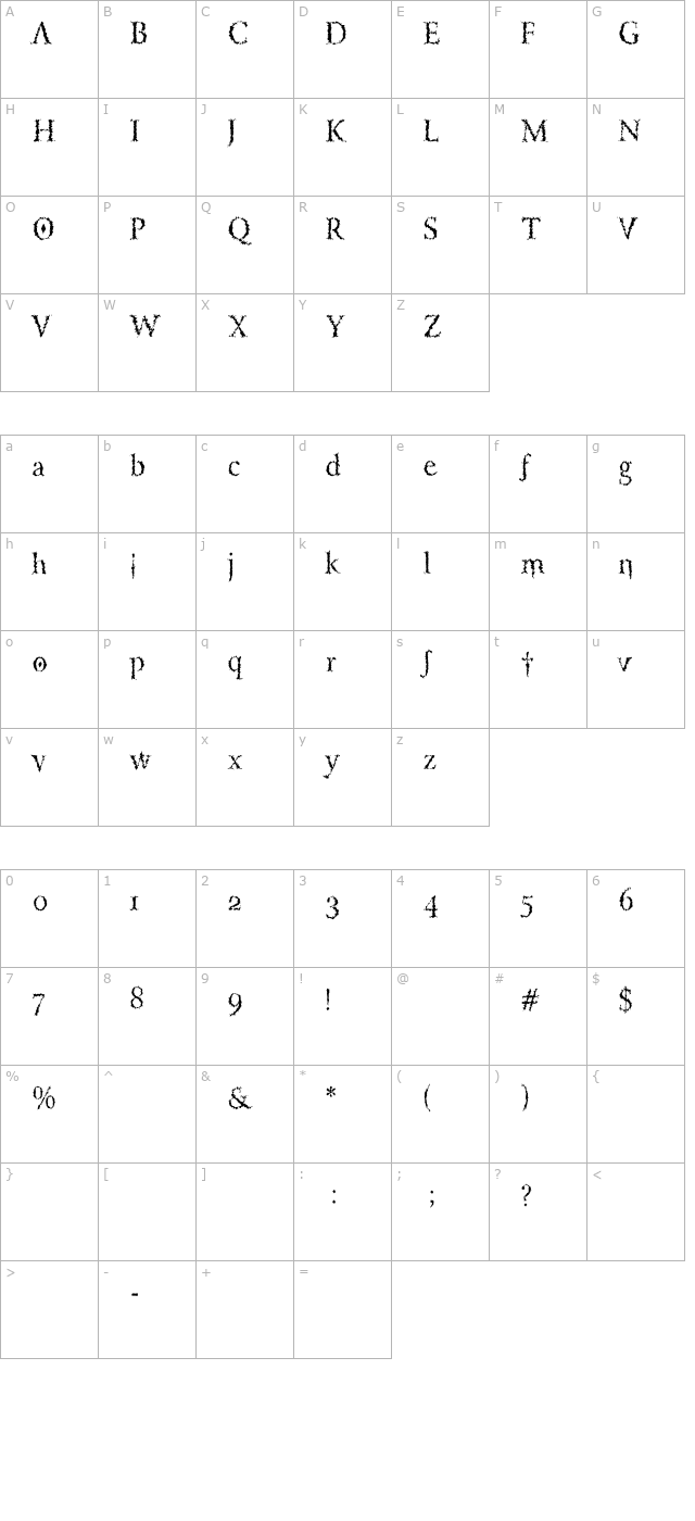 VTLucifersPension-Roman character map