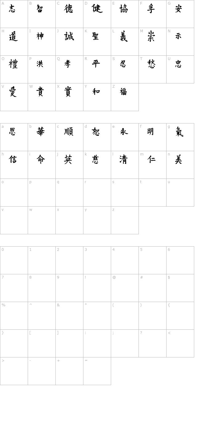 vtmeiornaments-otf character map