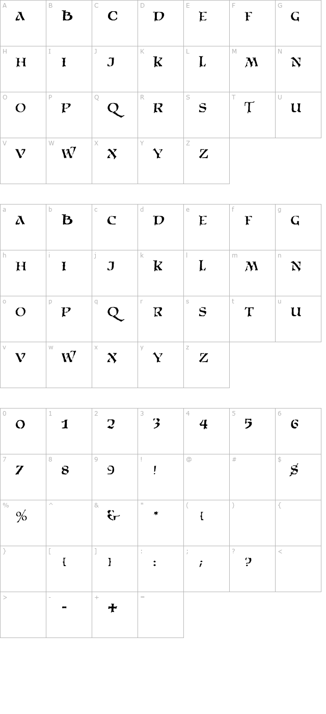 VTQuadrata character map