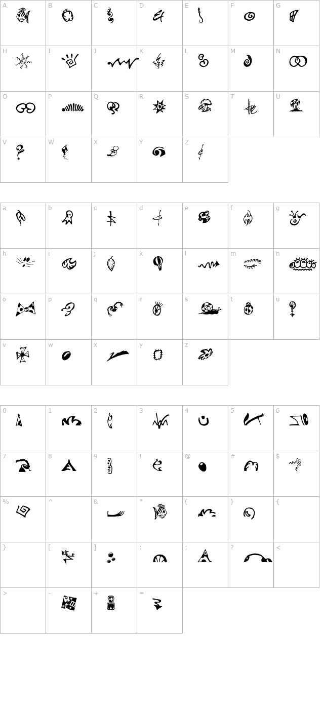 vtsurealdingbats-volumetwo character map