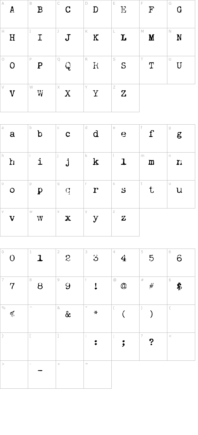 vtypewriter-remingtonpremiere character map