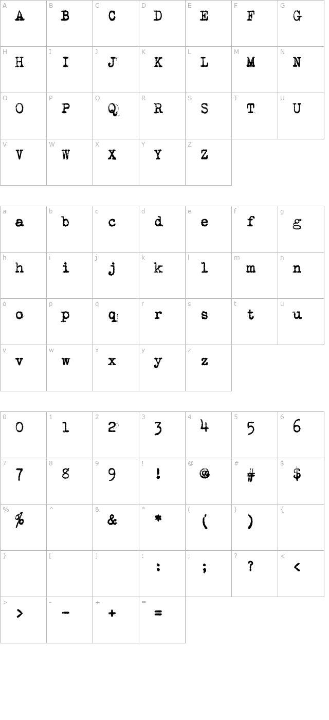 VTypewriter-SmithUpright character map