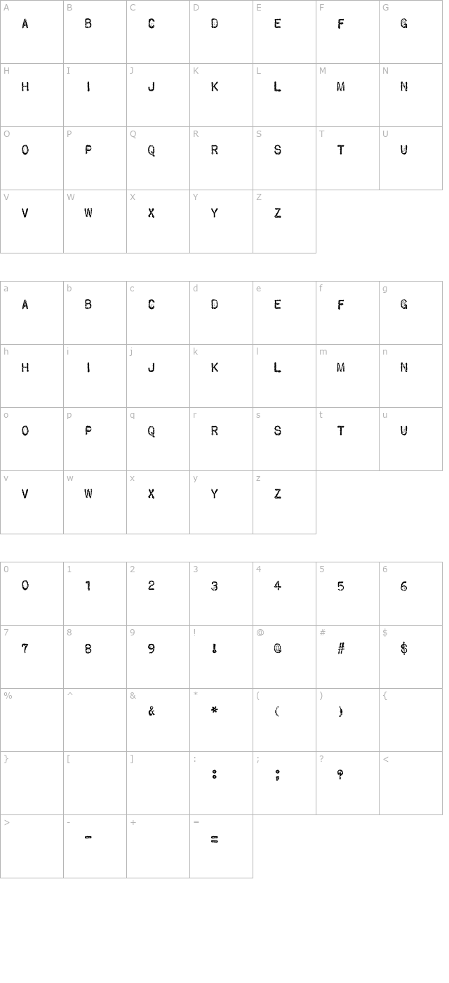 VTypewriter-Telegram character map