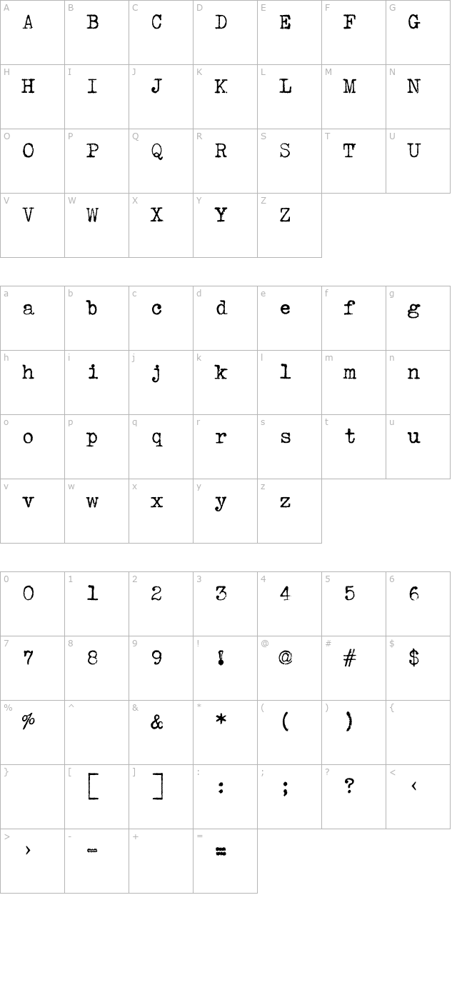 vtypewriter-underwoodportable-otf character map