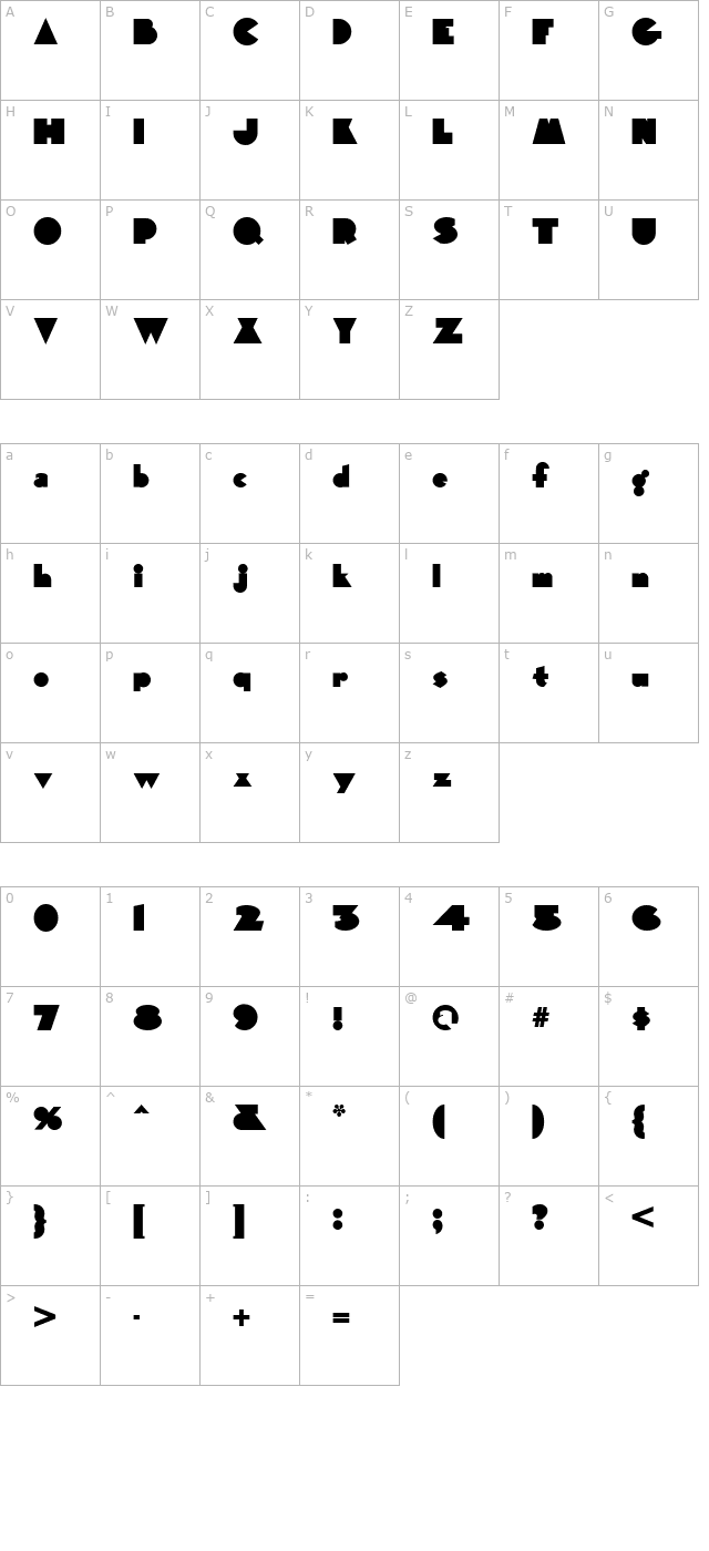 wagner-silhouette-nf character map