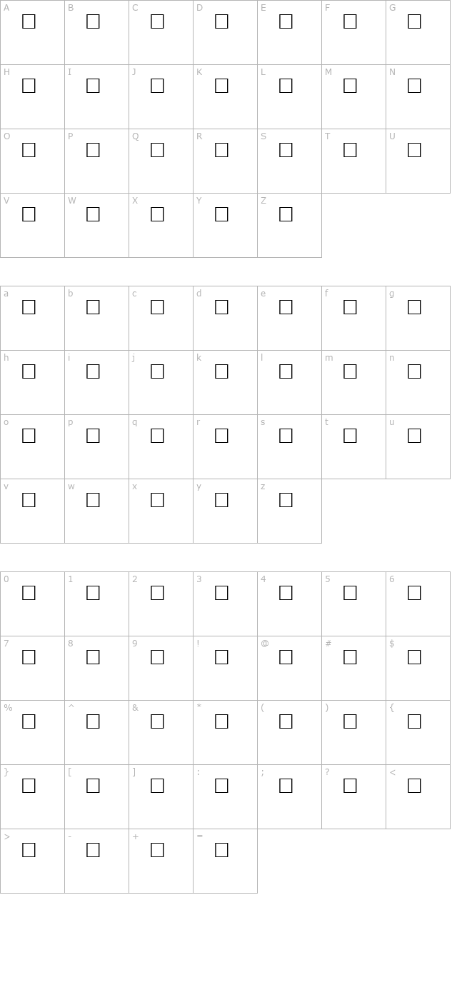 WAISTBAND Regular character map