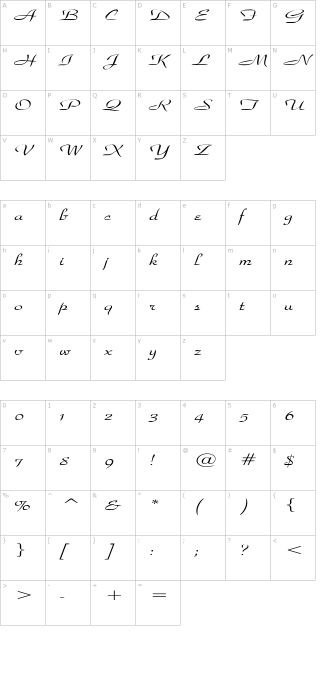 waldorfscriptextended character map