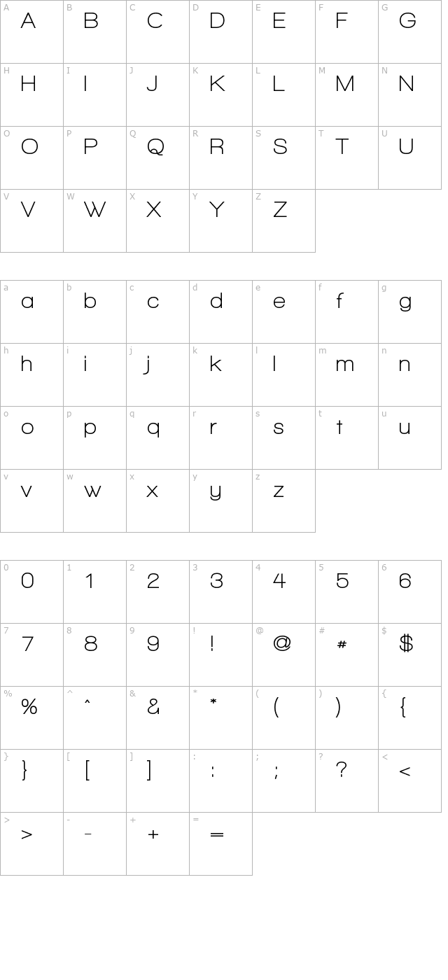 walkway-bold character map