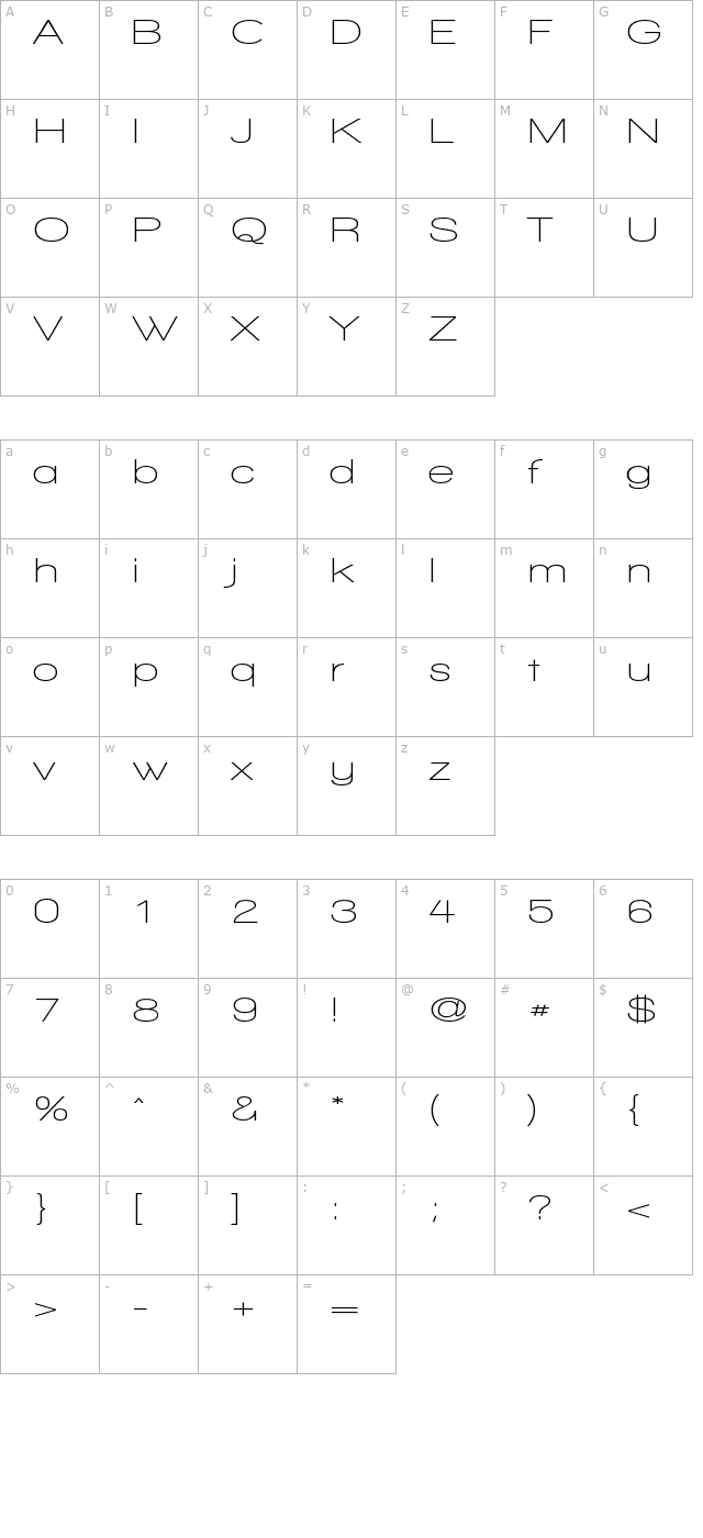 Walkway Expand SemiBold character map