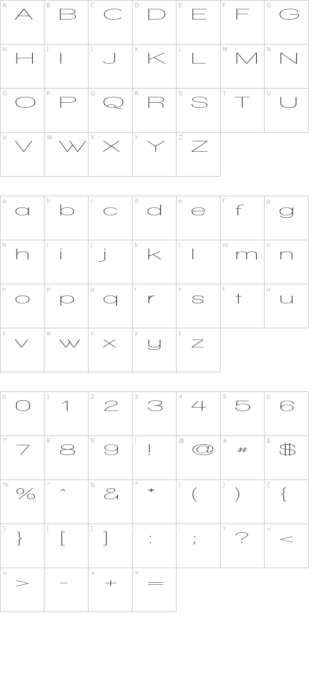 Walkway UltraExpand character map