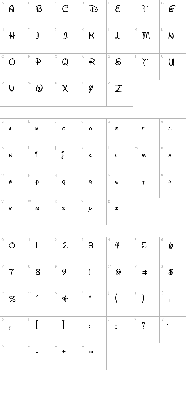 walt-disney-script character map