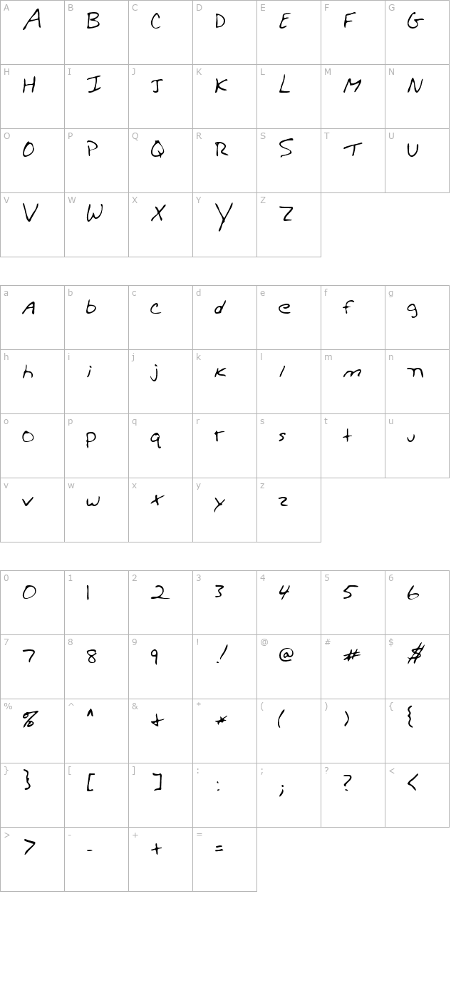 Walter Regular character map