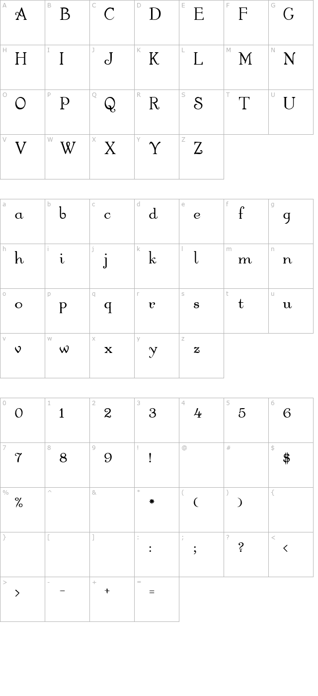 walters-bold character map