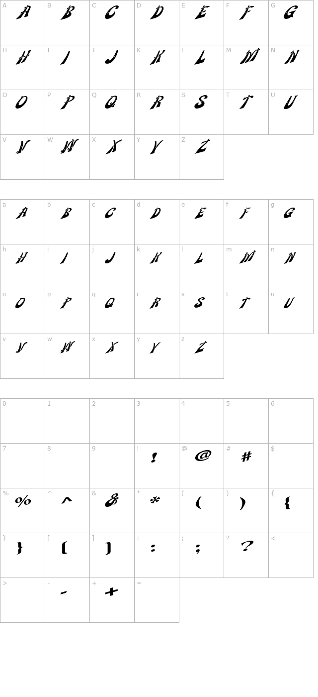 WankleDisplayCaps character map