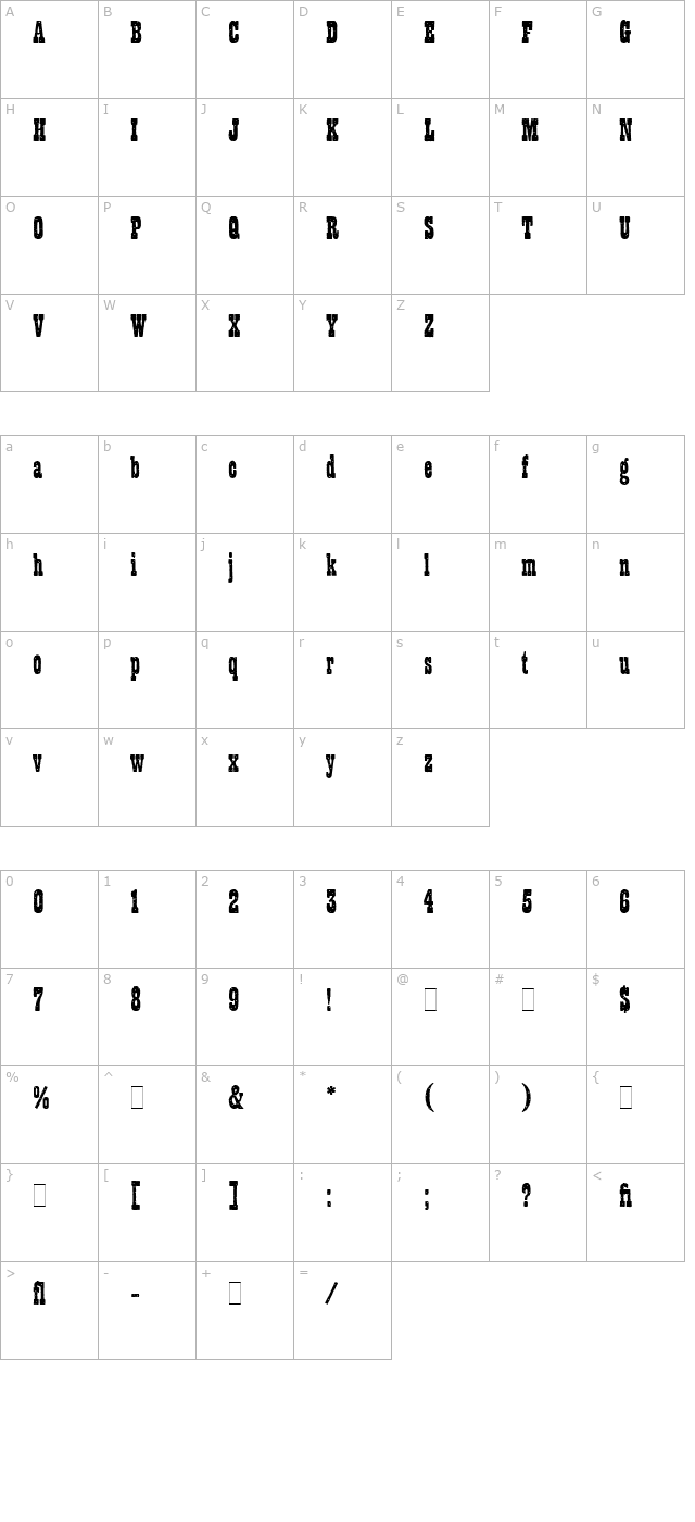 Wanted LET Plain1.0 character map