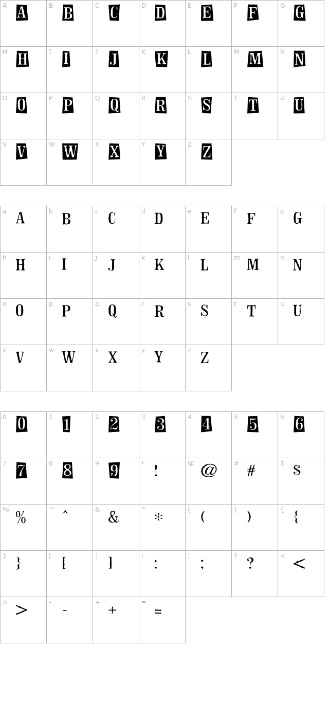 wanted-poster-otf character map