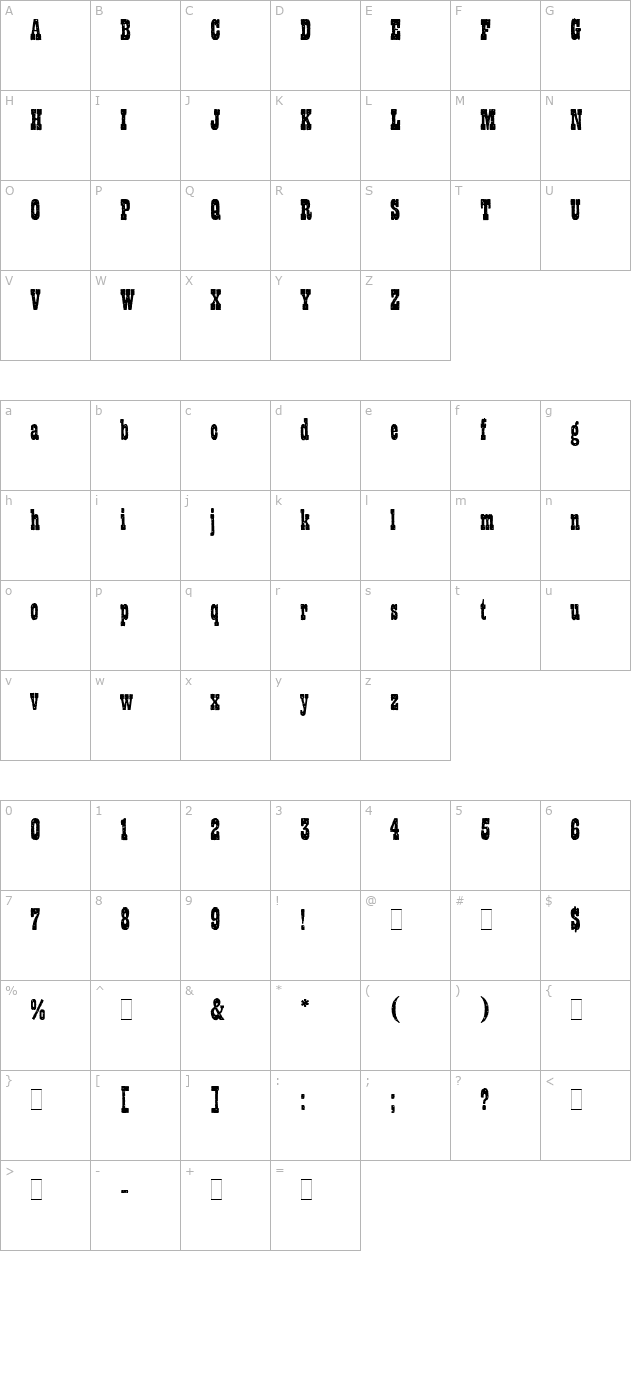 Wanted character map