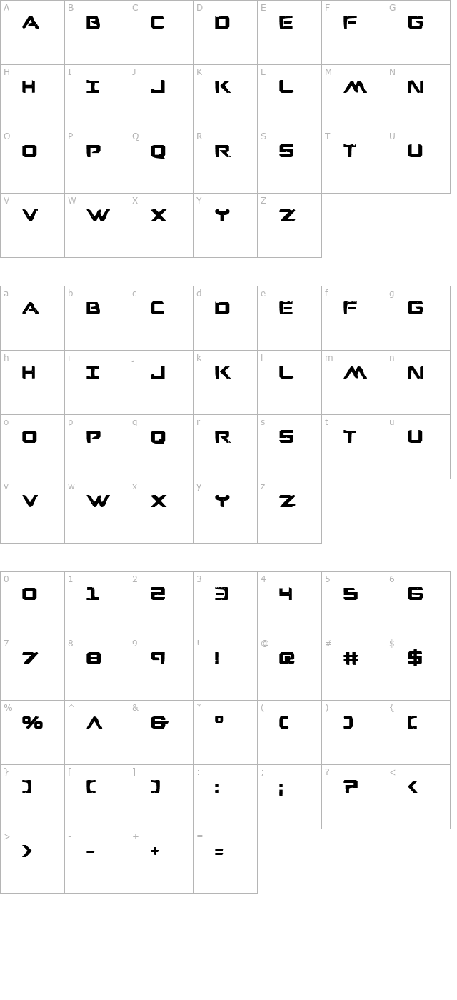 War Eagle Bold character map