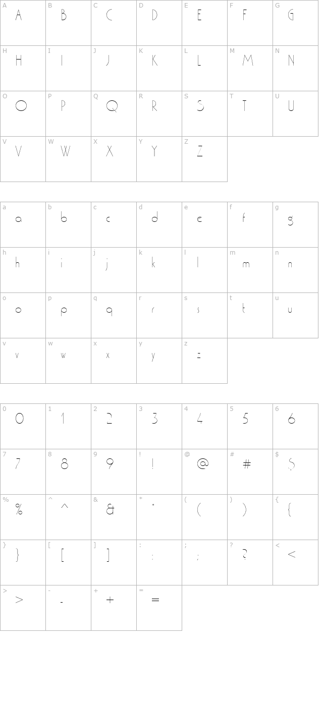washington-becker-ext-light character map