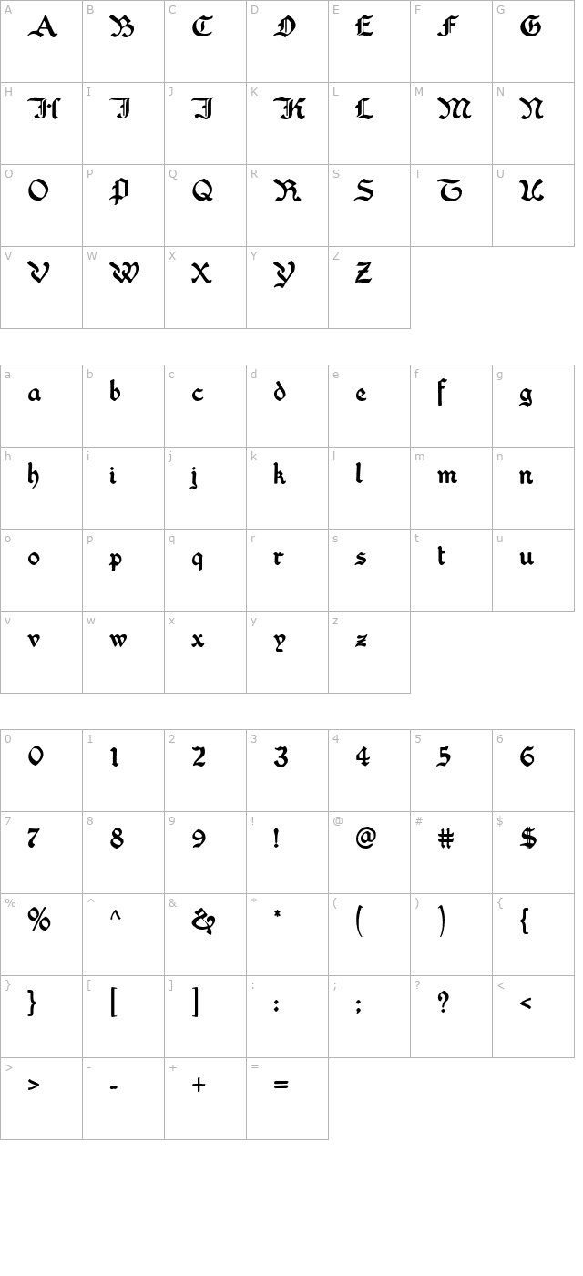 washington-text-regular character map