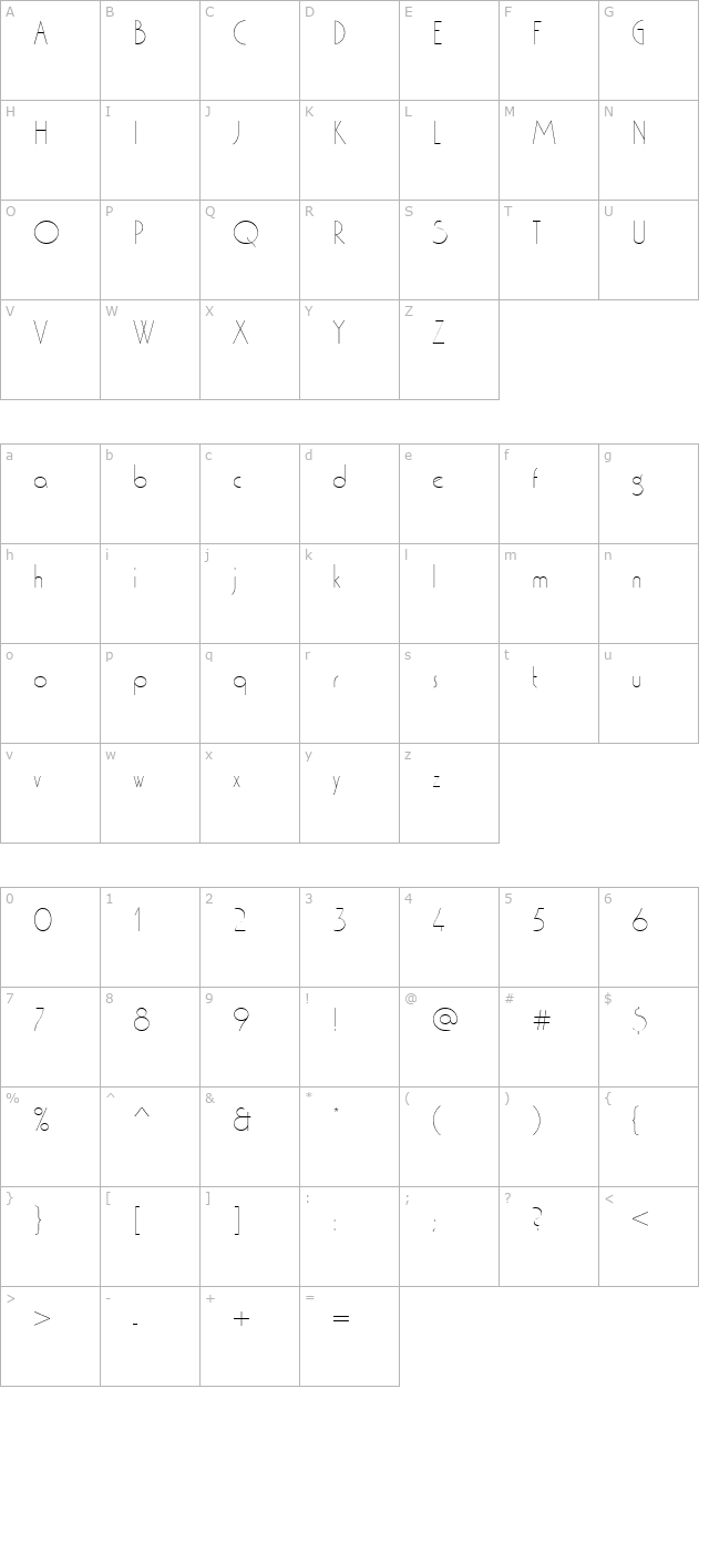 washingtondextlig character map