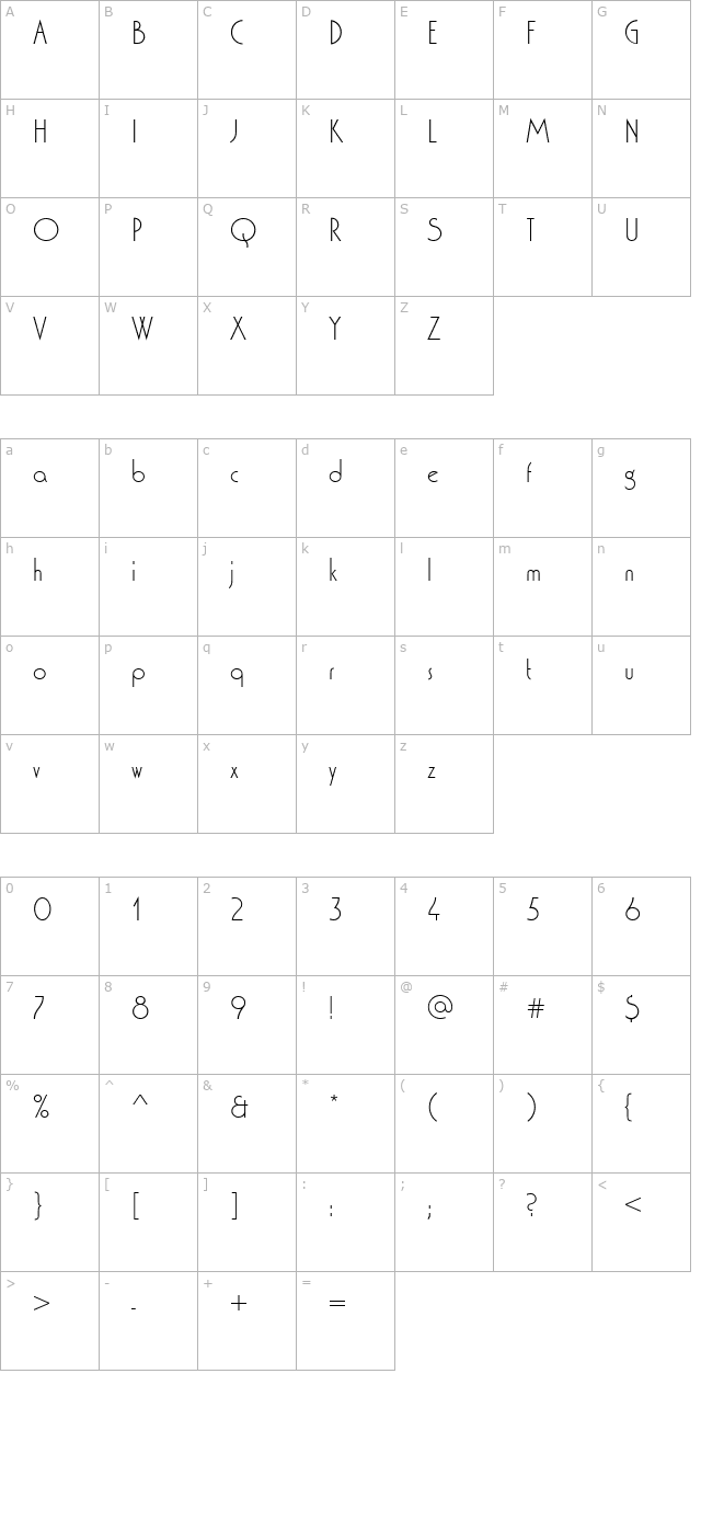 WashingtonDLig character map