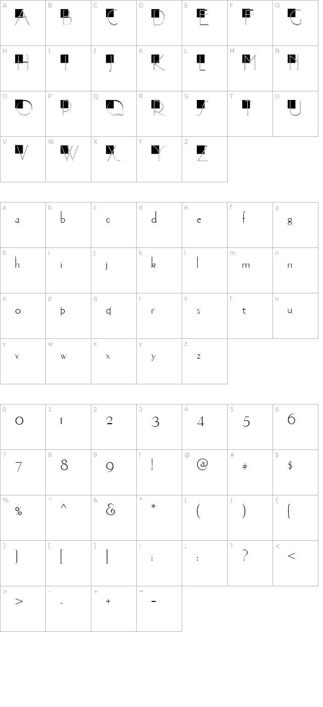 WashingtonSquareNF character map