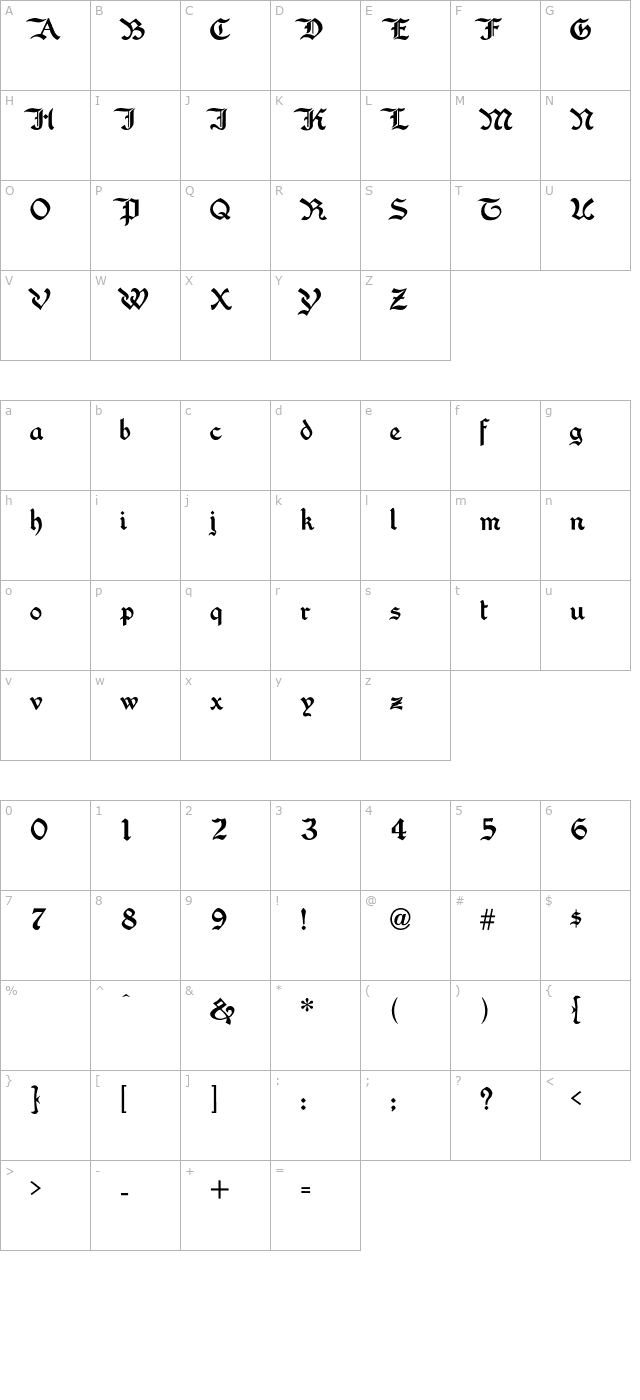 washingtontext-regular-otf character map