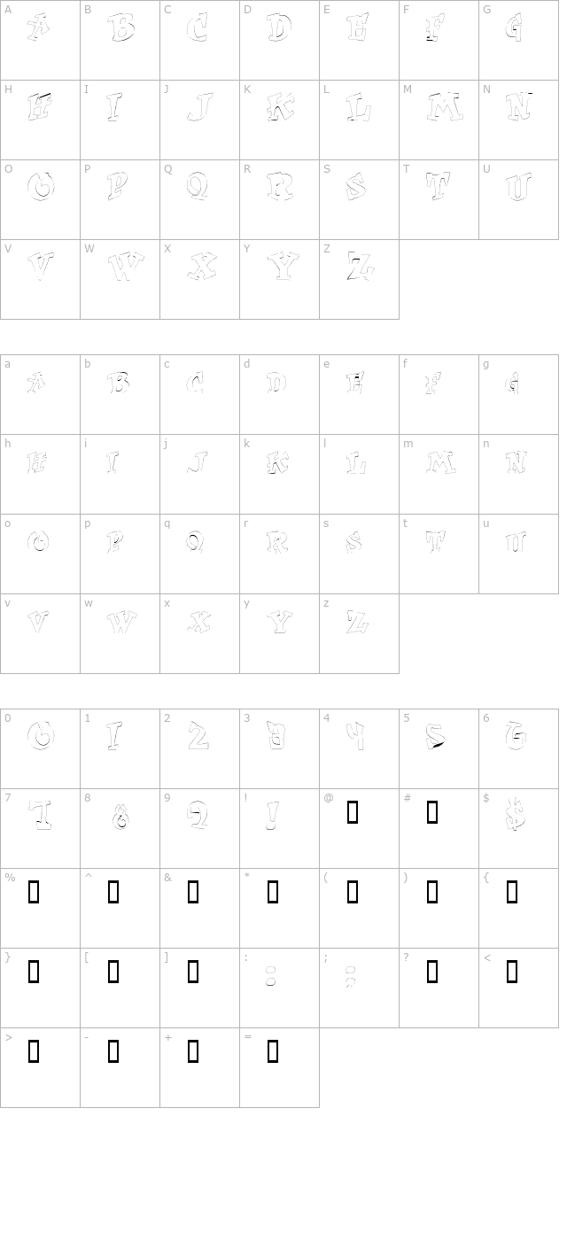 wassoutline character map