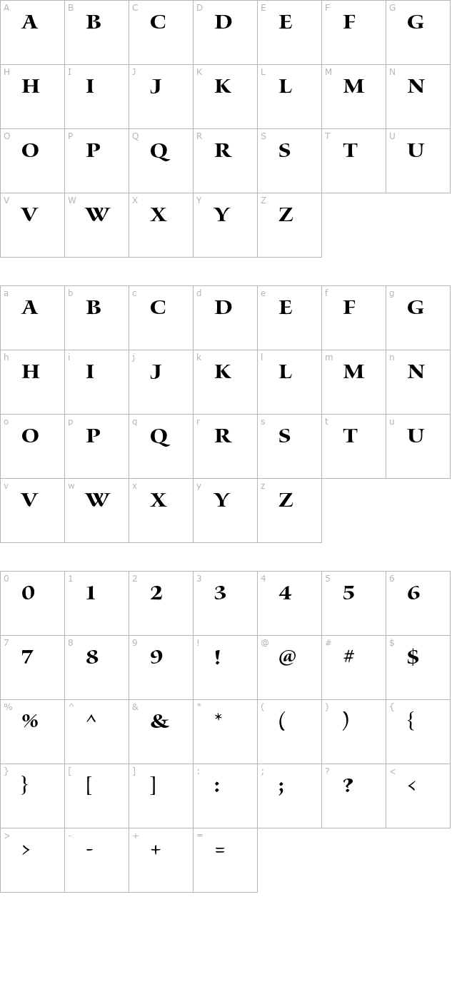 WatersTitlingPro-Bd character map